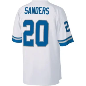 D.Lions #20 Barry Sanders Mitchell & Ness White Legacy Replica Jersey Stitched A