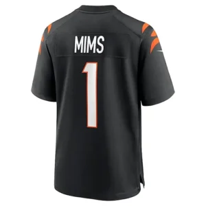 C.Bengals #1 Amarius Mims 2024 Draft First Round Pick Player Game Jersey - Black