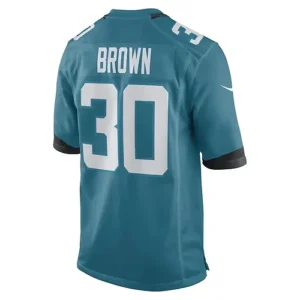 J.Jaguars #30 Montaric Brown Teal Game Player Jersey Stitched American Football