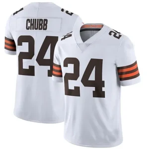 C.Browns #24 Nick Chubb White Vapor Limited Jersey Stitched American Football Je