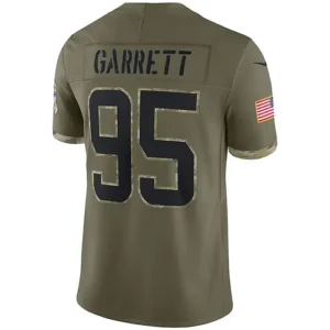 C.Browns #95 Myles Garrett Olive 2022 Salute To Service Limited Jersey Stitched