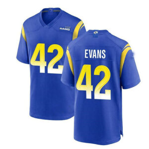 LA.Rams #42 Ethan Evans Game Jersey - Royal Stitched American Football Jersey