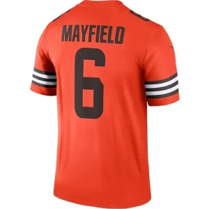 C.Browns #6 Baker Mayfield Orange Inverted Legend Jersey Stitched American Foot