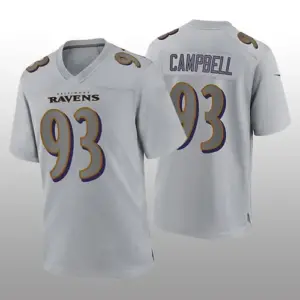 B.Ravens #93 Calais Campbell Gray Atmosphere Game Jersey Stitched American Footb