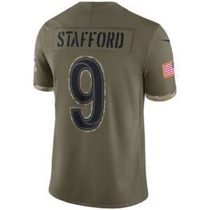 LA.Rams #9 Matthew Stafford Olive 2022 Salute To Service Limited Jersey Stitched