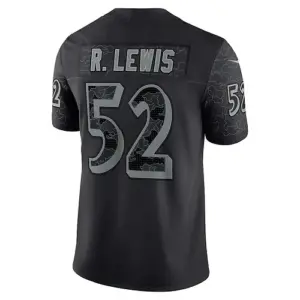 B.Ravens #52 Ray Lewis Black Retired Player RFLCTV Limited Jersey Stitched Ameri