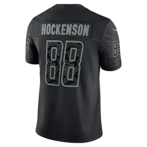 D.Lions #88 T.J. Hockenson Black RFLCTV Limited Jersey Stitched American Footbal