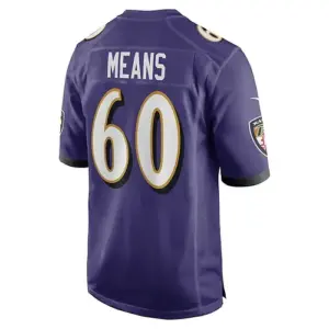 B.Ravens #60 Steven Means Purple Game Player Jersey Stitched American Football J