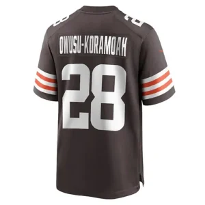 C.Browns #28 Jeremiah Owusu-Koramoah Brown Game Jersey Stitched American Footbal