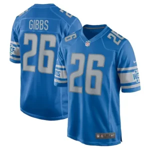 Men's Detroit_Lions Jahmyr Gibbs Blue 2023 NFL Draft First Round Pick Game Jerse