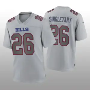 B.Bills #26 Devin Singletary Gray Atmosphere Game Jersey American Stitched Footb