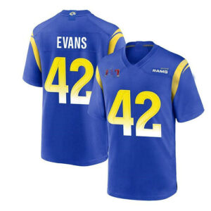 LA.Rams #42 Ethan Evans Super Bowl LVI Game Jersey - Royal Stitched American Foo