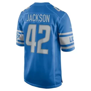 D.Lions #42 Justin Jackson Blue Player Game Jersey Stitched American Football Je