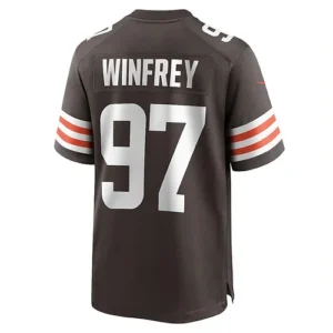 C.Browns #97 Perrion Winfrey Brown Game Player Jersey Stitched American Football