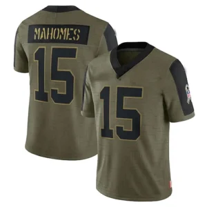 KC.Chiefs #15 Patrick Mahomes Olive Salute To Service Limited Player Jersey Stit