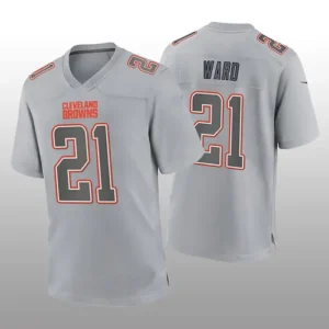 C.Browns #21 Denzel Ward Gray Atmosphere Game Jersey Stitched American Football