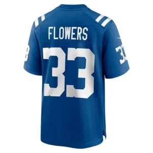 IN.Colts #33 Dallis Flowers Royal Game Player Jersey Stitched American Football