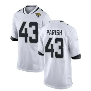 J.Jaguars #43 Derek Parish Game Jersey - White Stitched American Football Jersey