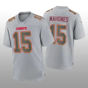 KC.Chiefs #15 Patrick Mahomes Gray Atmosphere Fashion Game Jersey Stitched Ameri