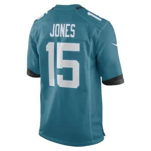 J.Jaguars #15 Tim Jones Teal Game Player Jersey Stitched American Football Jerse