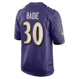 B.Ravens #30 Tyler Badie Purple Player Game Jersey Stitched American Football Je