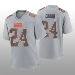 C.Browns #24 Nick Chubb Gray Atmosphere Game Jersey Stitched American Football J