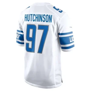 D.Lions #97 Aidan Hutchinson White 2022 Draft First Round Pick Game Jersey Stitc