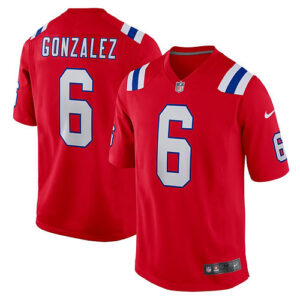 Men's Nike Christian Gonzalez Red New England Patriots Alternate Team Game Jerse