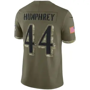 B.Ravens #44 Marlon Humphrey Olive 2022 Salute To Service Limited Jersey Stitche