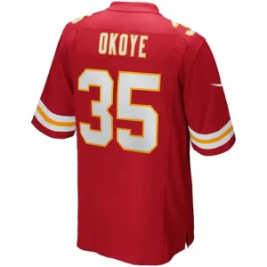 KC.Chiefs #35 Christian Okoye Red Game Retired Player Jersey Stitched American F