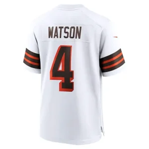 C.Browns #4 Deshaun Watson White Alternate Game Jersey Stitched American Footbal