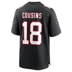 A.Falcons #18 Kirk Cousins Alternate Game Player Jersey - Black Stitched America