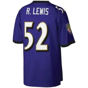 B.Ravens #52 Ray Lewis Mitchell & Ness Purple Legacy Replica Jersey Stitched Ame