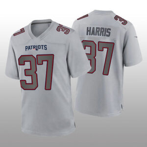 NE.Patriots #37 Damien Harris Gray Atmosphere Game Jersey Stitched American Foot