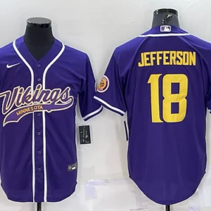 MN.Vikings #18 Justin Jefferson Baseball Jersey