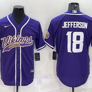 MN.Vikings #18 Justin Jefferson Baseball Jersey