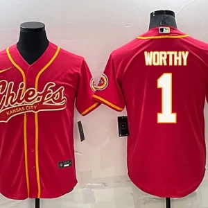 KC.Chiefs #1 Xavier Worthy Baseball Jersey