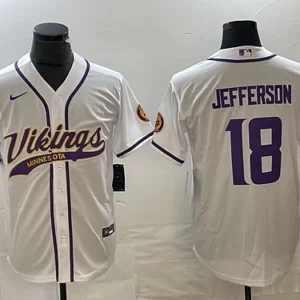 MN.Vikings #18 Justin Jefferson Baseball Jersey