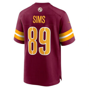 W.Commanders #89 Cam Sims Burgundy Game Jersey Stitched American Football Jersey