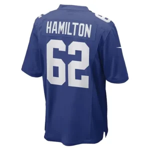 NY.Giants #62 Devery Hamilton Royal Game Player Jersey Stitched American Footbal