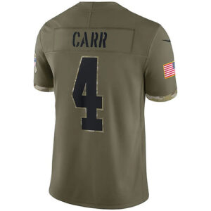 LV.Raiders #4 Derek Carr Olive 2022 Salute To Service Limited Jersey Stitched Am