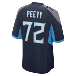 T.Titans #72 Jayden Peevy Navy Game Player Jersey Stitched American Football Jer