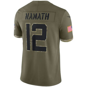 NY.Jets #12 Joe Namath Olive 2022 Salute To Service Retired Player Limited Jerse