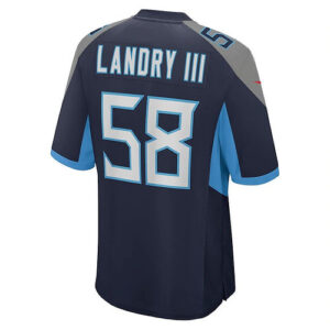 T.Titans #58 Harold Landry III Navy Game Jersey Stitched American Football Jerse