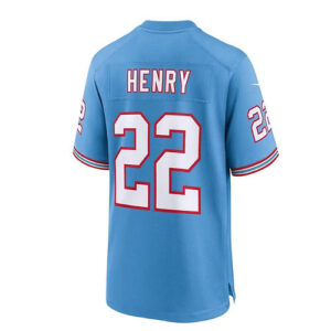 T.Titans #22 Derrick Henry Light Blue Oilers Throwback Alternate Game Player Jer