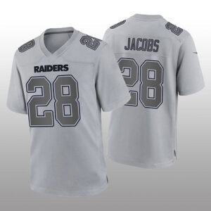 LV.Raiders #28 Josh Jacobs Gray Atmosphere Fashion Game Jersey Stitched American