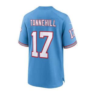 T.Titans #17 Ryan Tannehill Light Blue Oilers Throwback Alternate Game Player Je