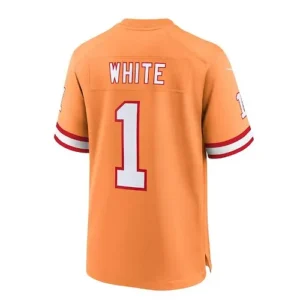 TB.Buccaneers #1 Rachaad White Throwback Game Jersey - Orange Stitched American