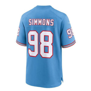 T.Titans #98 Jeffery Simmons Light Blue Oilers Throwback Player Game Jersey Stit