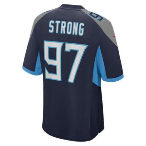 T.Titans #97 Kevin Strong Navy Game Player Jersey Stitched American Football Jer